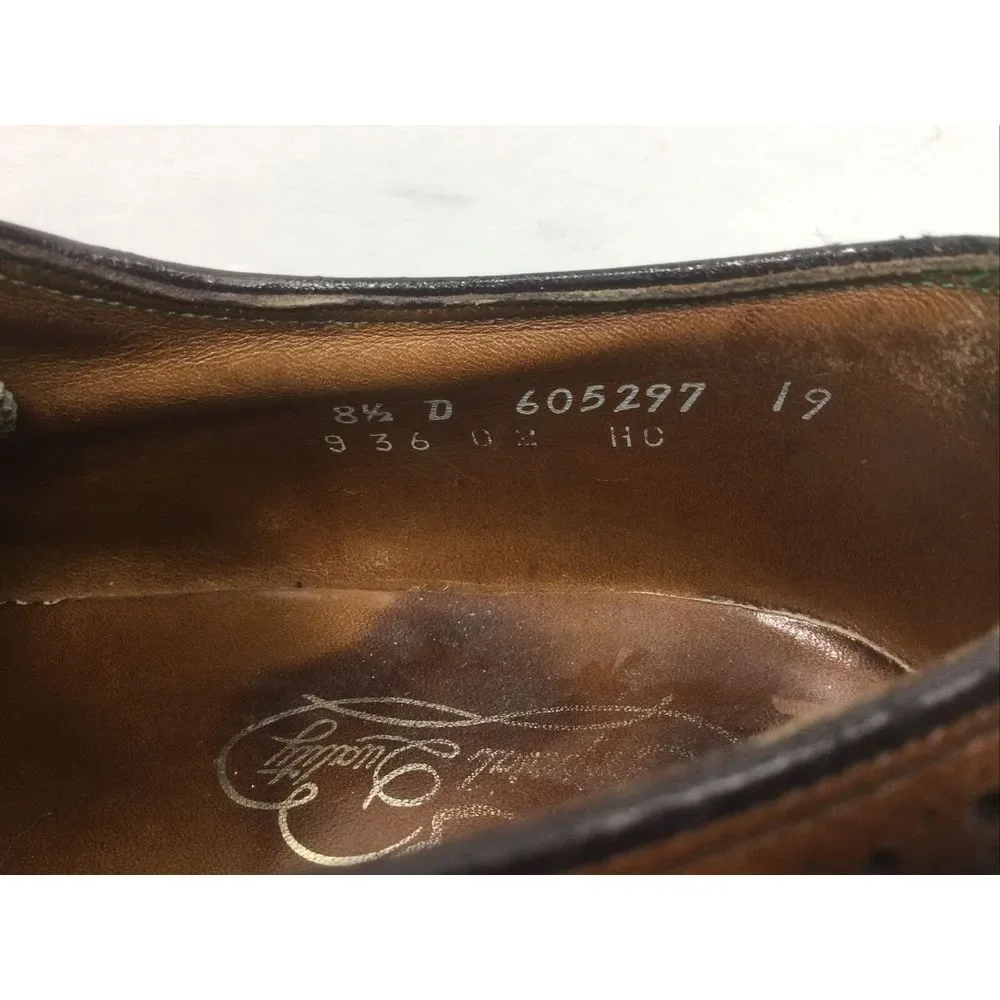 VINTAGE Florsheim Mens Shoes 8.5D Imperial‎ Longwing V Cleat 5 Nail Brown 93602